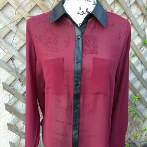 Forever 21 women's long sleeve sheer button up S